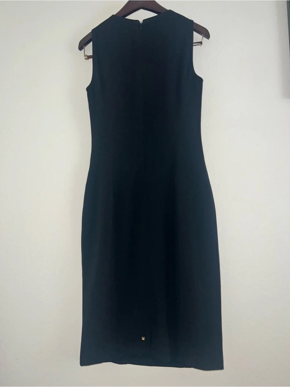 Vintage Chanel Boutique Fall 1996 Black Wool Sheath Dress, FR 34